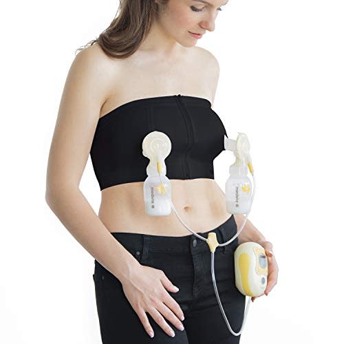 Medela Easy Expression Hands Free Pumping Bra, Black, Large, Comfortable and Adaptable with No-Slip Support for Easy Multitasking