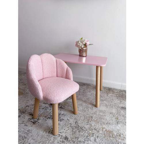 Pink Children's Sofa Set - Gift for Toddler, First Table & Armchair Combo, Montessori Nursery Furniture