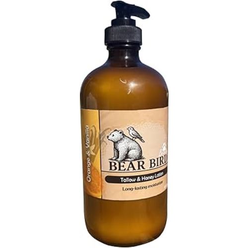 100% Grass-Fed Tallow & Raw Honey Lotion with Olive Oil, Orange & Vanilla Essential Oils
