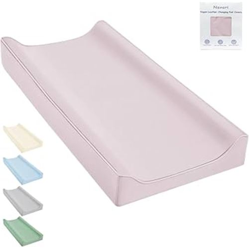 Vegan Leather Changing Pad Cover - 31"X 16" - Waterproof Wipeable, Extra Thick & Portable & Non-Slip Diaper Mat - Fits Standard Changing Tables for Baby Boy Girl (Pink)