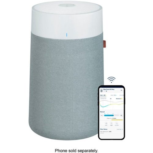Blueair Blue Pure 411i Max 1052 Sq. Ft HEPASilent Smart Small Room Bedroom Air Purifier White/Gray 110057 - Best Buy