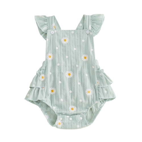 Emitonse Infant Girl Rompers,Baby Boy Gifts,Newborn Baby Short Sleeve Bodysuit Cotton One-Piece Baby Clothes Light Green,Size 3-6 Months