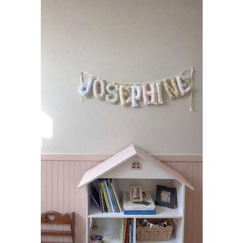 Custom Fabric Name Banner – Puffy Letters with Frayed Edges | Personalized Nursery Wall Decor