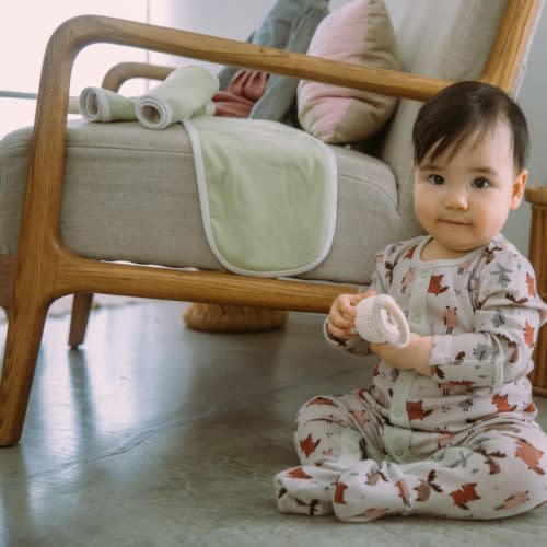 Organic Cotton Baby Burp Cloths, 3-Pack | Pink + Solid Green