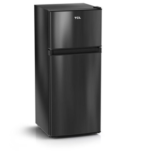 TCL 4.5 Cu. ft. Two Door Compact Mini Fridge With Freezer – Black Stainless Look, Energy Star, MR453Z