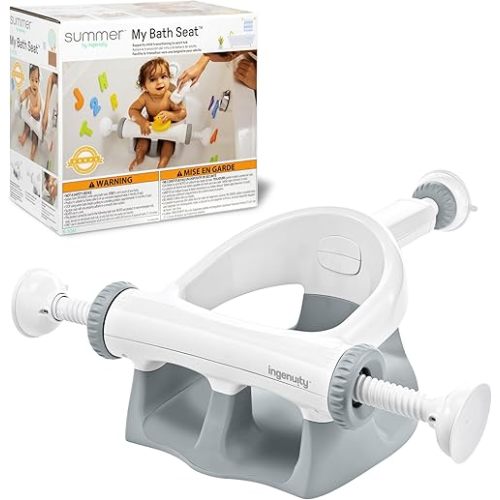 Summer Infant My Bath Seat (Gray) Baby Bathtub Seat for Sit-Up Bathing, Provides Backrest Support and Suction Cups for Stability This Baby Bathtub is Easy to Set-Up, Remove, and Store