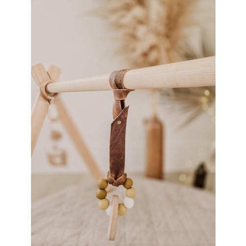 Leather Baby Hanging Rattle Toy Holder - Carseat & Play