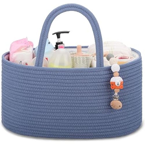 COMSE Baby Diaper Caddy Organizer, Car Caddy, Diaper Change Organizer, Gift Baskets Empty, Portable Tote Bag with Divider, Baby Shower Gifts Newborn Essentials Registry Must Have, Folkstone Gray