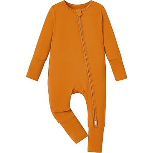 PATPAT Baby Pajama with Bamboo Viscose, Footie Jumpsuit Romper with 2-Way Zipper for Baby Boy Girl Toddler Sleeper Sleepwear
