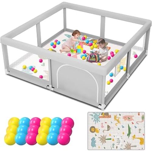besuhot Baby Playpen with Mat and Ocean Balls 50 x 50 inch