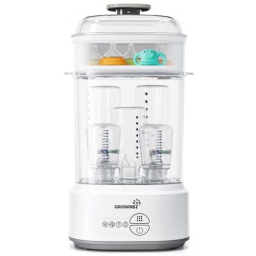 Grownsy Compact Baby Bottle Sterilizer & Dryer, Fast Sanitization, Holds 5 Bottles & Pump Parts, 3 Modes, Easy Operation, Home & Travel
