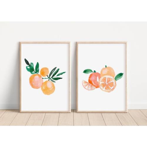 Clementine Set of 2 Nursery Art Prints, Orange Wall Art, Girl Nursery Decor, Play Room, Girl Baby Room Ideas