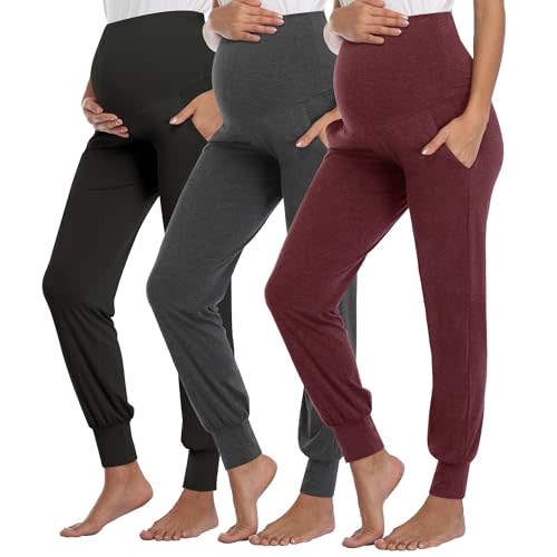 AMPOSH Women's Maternity Pants Stretchy Lounge Workout Sweatpants Casual Loose Comfy Pregnancy Joggers with Pockets
