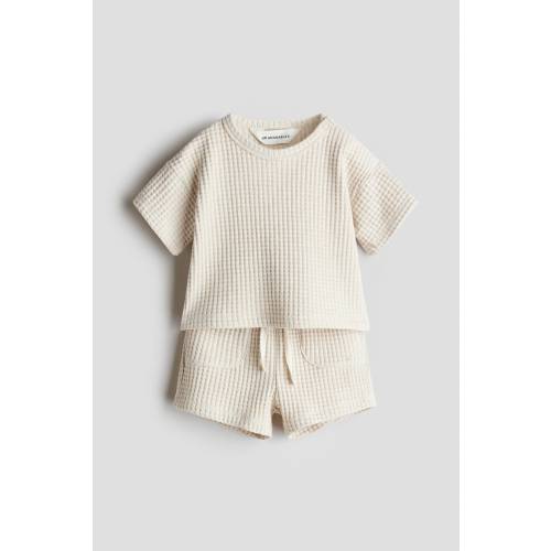 Light beige 2-Piece Waffled Cotton Set for kids | H&M US