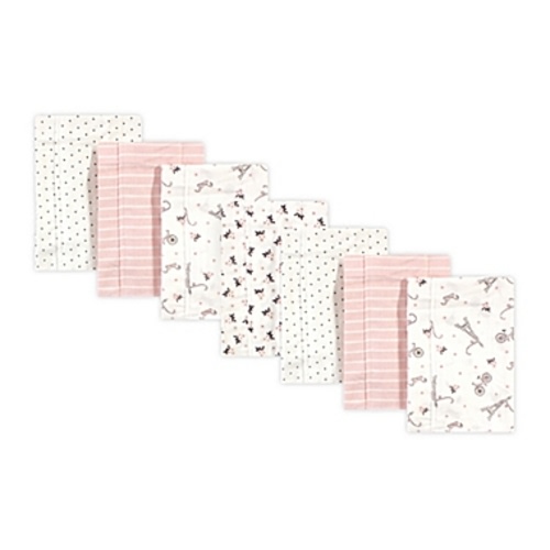 Hudson Baby® 7-Pack Paris Burp Cloths in Pink