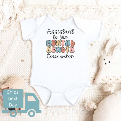 Mental health counselor bodysuit, cute counselor baby gift, Profession, baby shower gift, gift for mental health, gift for new dad or mom