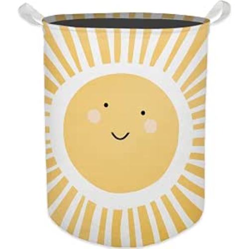 HKTZM Cute Sunshine Toy Basket, Boho Sunshine Nursery Waterproof Collapsible Laundry Hamper Dirty Clothes Storage Toy Bin Organizer for Toddler Baby Kids Room Bedroom Bathroom College Dorm