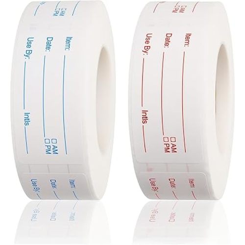 2 Rolls Removable Freezer Food Labels, 1x2 Meal Prep Date Stickers