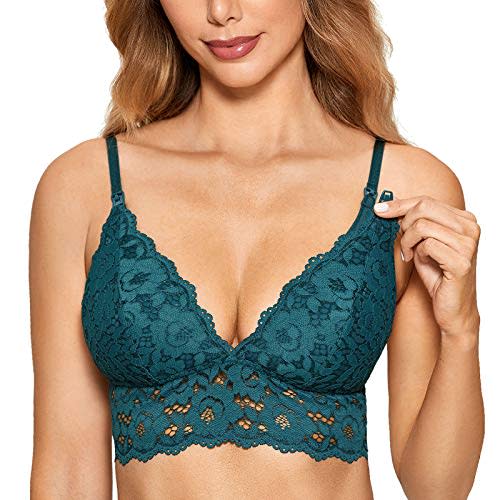 MOMANDA Women's Lace Nursing Bra Wirefree Padded Breastfeeding Maternity Bralette Cute