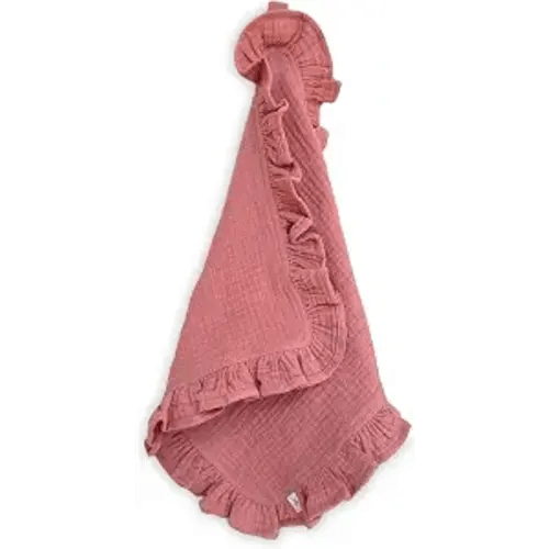 Ryan & Rose Cutie Lovey - Soft 100% Organic Cotton Muslin with Attachable Snap Closure - Loveys for Babies Newborn Baby Lovey Security Blankets for Babies Baby Blanket (Ruffle Petal)