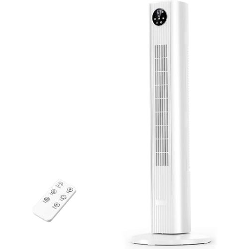 Antarctic Star Tower Fan for Bedroom 25ft/s Standing Fan 85° Oscillating Fan with Remote, 3 Speeds, 4 Modes, 12H Timer, Portable Bladeless Floor Fan for Indoors/Home/Office, WHITE