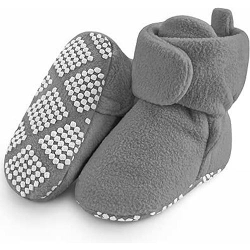 Pro Goleem Fleece Baby Booties, Warm Cozy Baby Slippers, Stay On Sock Shoes, Easy to Put on, Unisex Baby Gifts, Soft Non-Slip Adjustable Newborn Boots for Boys and Girls