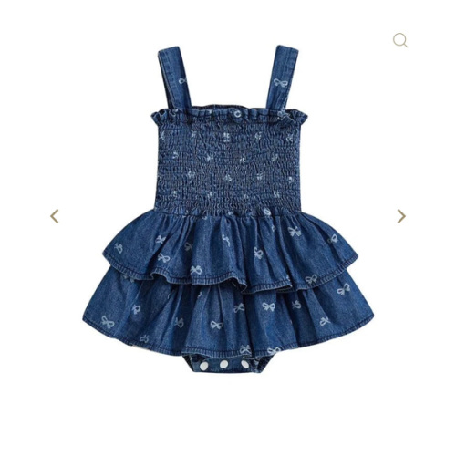 Denim Bows Onesie Dress