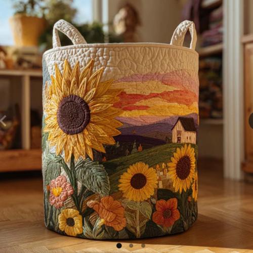 Flourishing Sunshine Quilted Laundry Basket NCU0NTD018 – Quiltnest