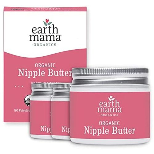 Earth Mama Organic Nipple Butter Lanolin-Free Breastfeeding Cream, 2 fl oz (3 Pack)