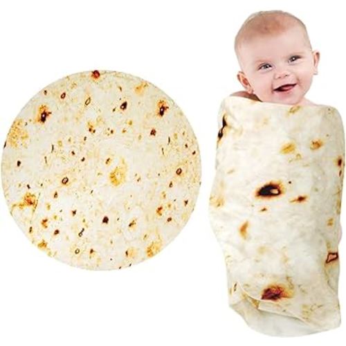 Burrito Baby Blanket, Tortilla Swaddle Blanket, Taco Blanket for Newborn Toddler, 285 GSM Soft Flannel Wearable Wrap Funny Gifts for Baby Shower & First Christmas Boy Girl 0-3 6 9 Months