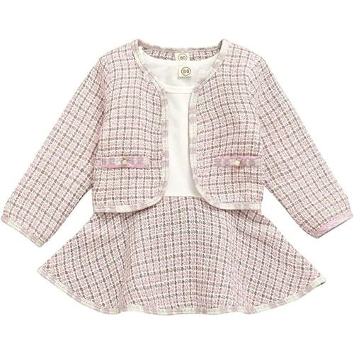 Toddler Kids Baby Girls Plaid Skirt Set Cardigan Jacket Coat + Tutu Dress Set Long Sleeve Outfits Fall Outfit Set