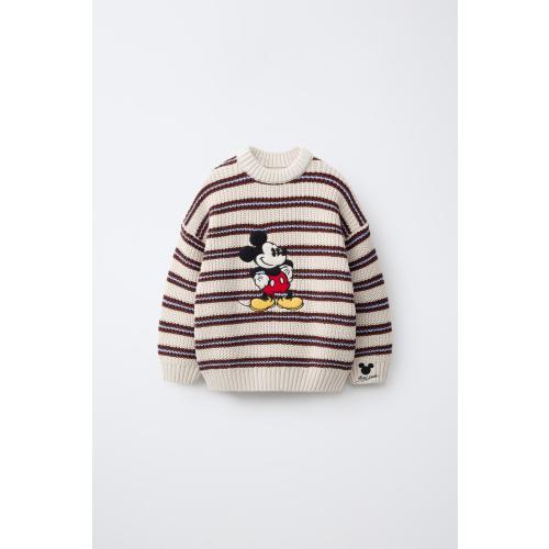 STRIPED MICKEY MOUSE © DISNEY KNIT JUMPER - Brown-Blue | ZARA United States