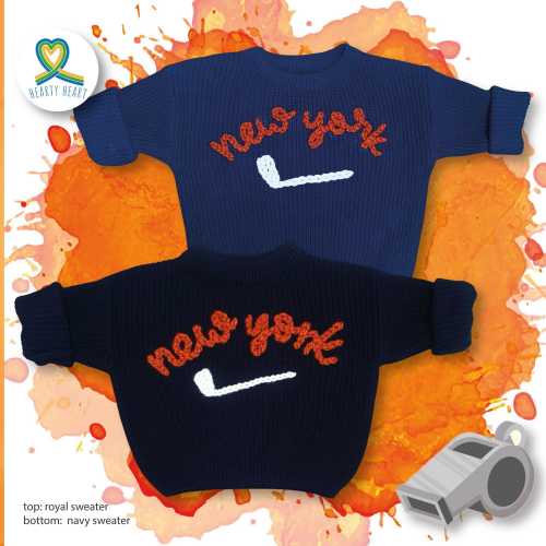 New York sports embroidered sweater, custom football, baseball, basketball, hockey, New born baby clothes, gifts for babies kids boys girls