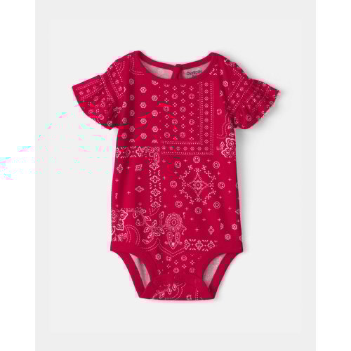 Baby Girl Ruffle-Sleeve Bandana Bodysuit - Red - OshKosh B'gosh | Carter's