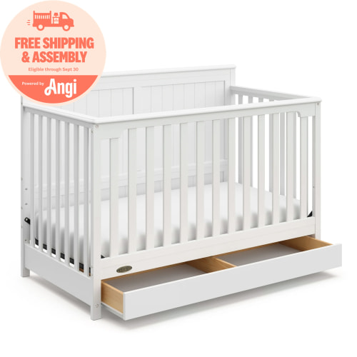 Graco Hadley 5-in-1 Convertible Baby Crib with Drawer, White
