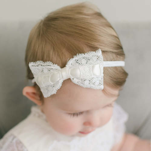 Aria Lace Bow Headband – Baby Beau and Belle