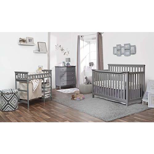 Sorelle Palisades 3-Piece Nursery Set with 4-in-1 Convertible Crib, 4-Drawer Dresser, Changing Table with Hamper, Baby Furniture Made of Wood, Non-Toxic Finish, Nursery Furniture Set - Grey