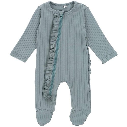 Newborn Baby Girl Boy Footie Romper Leaves Print One Piece Jumpsuit Sleeper with Headband Clothes