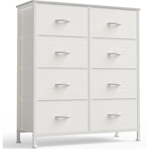 OLIXIS 8 Drawer Storage Dresser with Wood Top - Wide Fabric Chest Organizer for Bedroom, Closet, Living Room,Tower Cabinet, TV Stand, Hallway Entryway Furniture,Gray Blue