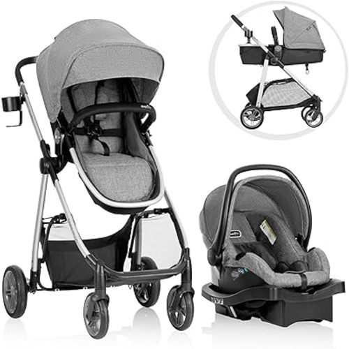 Evenflo Omni Plus Modular Travel System with LiteMax Rear-Facing Infant Car Seat - Mylar Gray