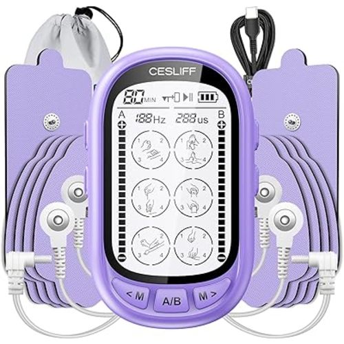 Dual Channel TENS EMS Unit TENS & PMS Unit (Model: YF1503) (Purple)