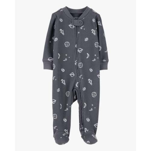 Baby Boy Space Print 2-Way Zip Waffle Knit Sleep & Play - Grey - Carter's | Carter's 0-3mons