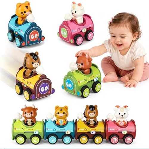 4 Pack Magnetic Connect & Press to Go Car Toys for Boys and Girls