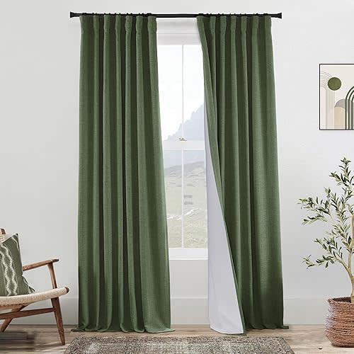 PANELSBURG 108 Inch Curtains for Bedroom,Thick Blackout Olive Green Curtains for Living Room 108 Inches Long Set 2 Panels
