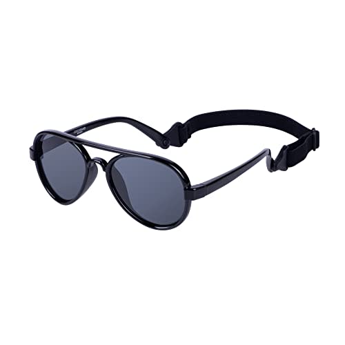COCOSAND Baby Boys Girls Aviator Sunglasses with Strap Polarized Flexible Retro Pilot for Infants Toddler Age 0-24 Months