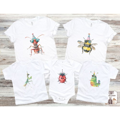 Insect Theme First Birthday Shirts, Family Matching Bug Birthday T-Shirt, Insect 1st Birthday Tee, Bug Theme Party, Ladybug, Caterpillar,Ant