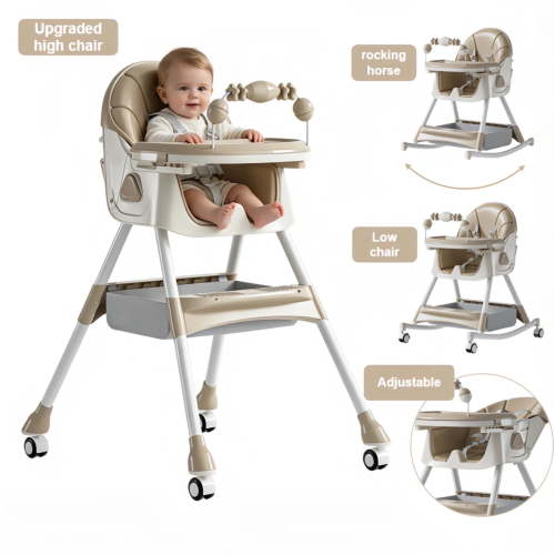YOUYOVE 8-in-1 Convertible Baby High Chair for Babies and Toddlers, Baby Feeding Chair for Infant,Khaki
