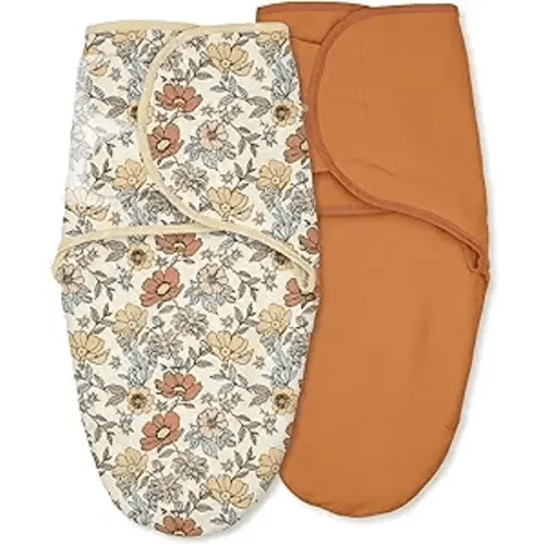 Baby Swaddles for Newborn Organic Cotton,Soft & Snug Newborn Velcro Swaddle 0-3 Months Sleep Sack Helps Calm Startle Reflex, 2-Pack Wrap Nursery Swaddling Blankets Retro Floral