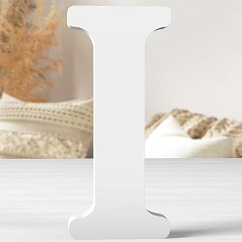 12 Inch White Wood Letters Unfinished Wood Letters for Wall Decor Decorative Standing Letters White Block Letters for Wall Decoration for Craft Home Party Projects (I)