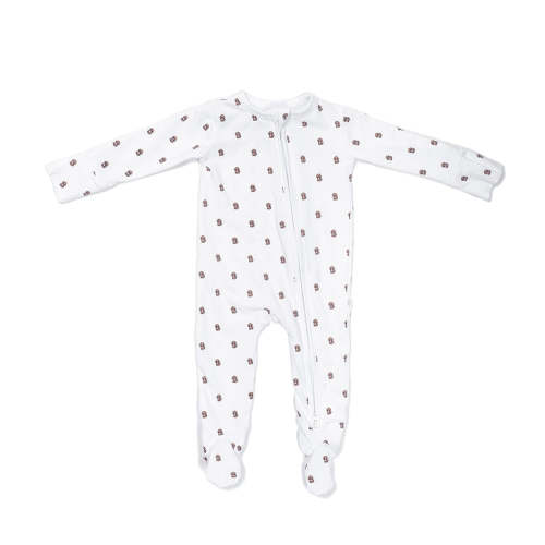 Organic Zippered Footie in Doodle Mix